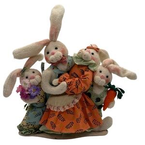 VINTAGE STUFFED BUNNY FAMILY DECOR